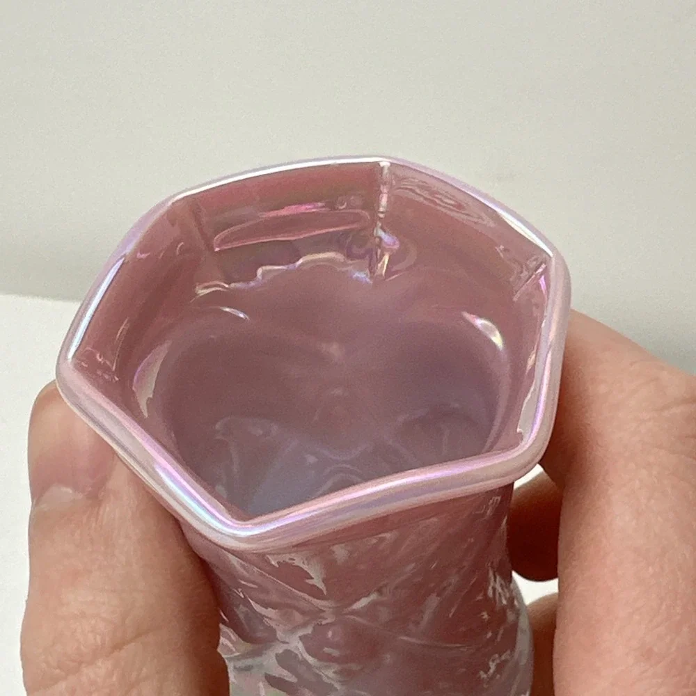 Vintage Gibson Toothpick Holder Pink Blue Glass Opalescent 1995 2.75